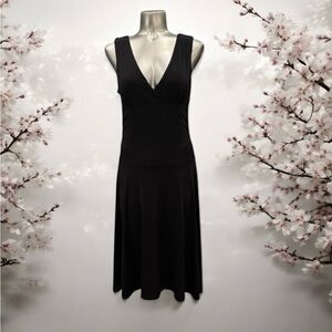 💎💟🇨🇦 Vintage Smart Set Elegant Black Sleeveless Midi Dress